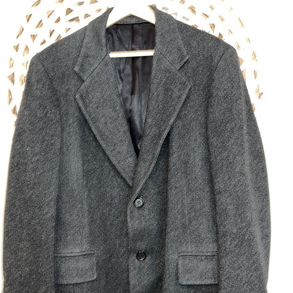 Vintage Christian Dior mens dark gray wool trench jacket size large - Picture 2 of 8